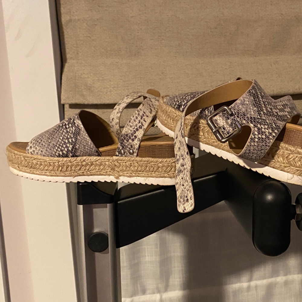 Soda Beige Snakeskin Espadrille Sandals